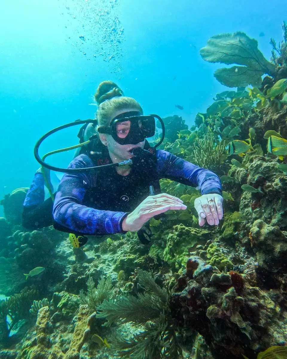 Bailey scuba diving in Cozumel, Mexico