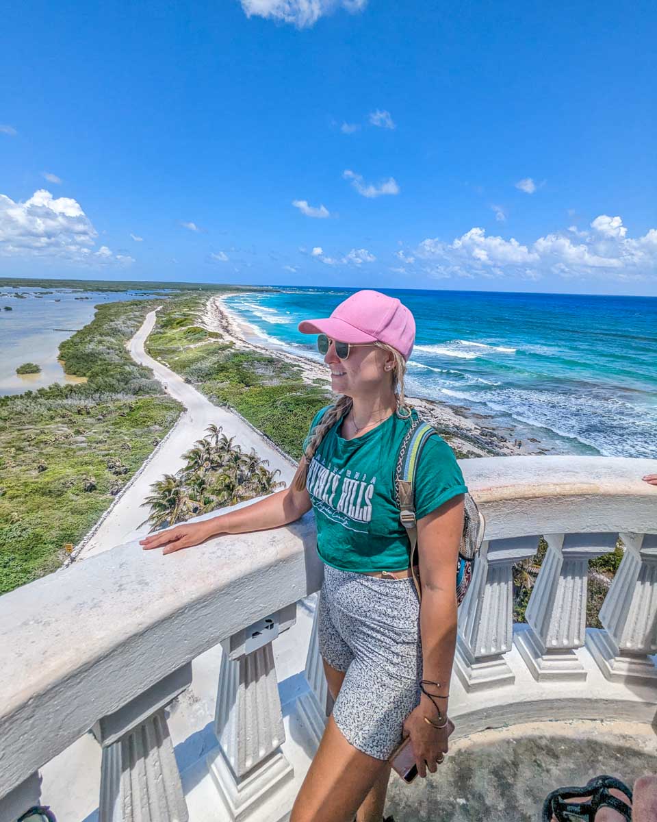 Bailey standing at a lookout point in Cozumel, Mexico