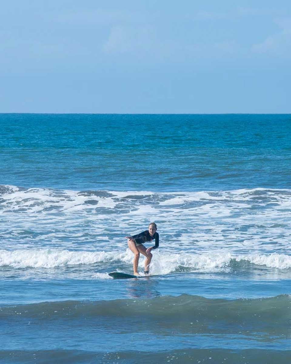 Bailey surfing in Newport Beach
