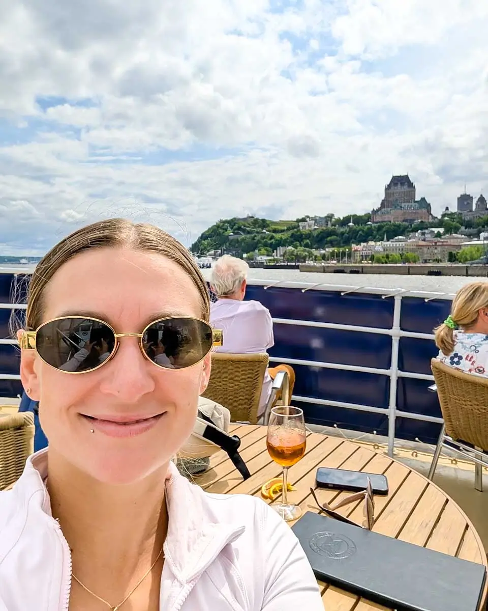 Bailey taking a selfie on a boat in Quebec City