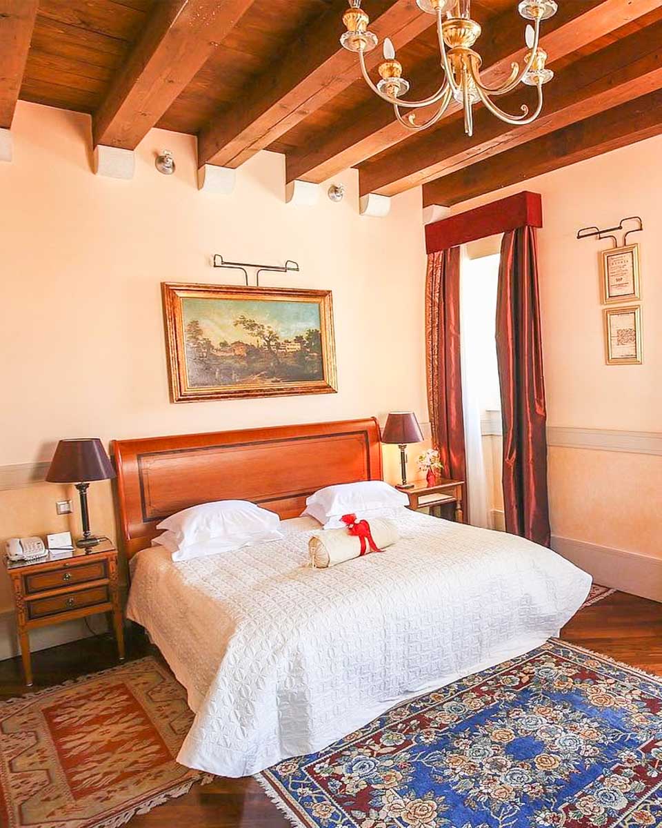 Bed in the hotel room at The Pucic Palace in Dubrovnik