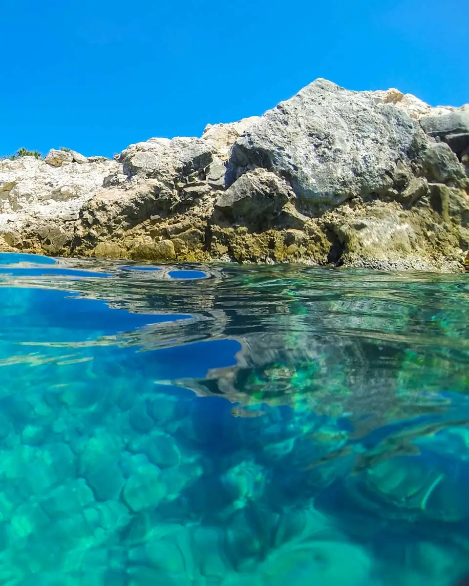Blue water seen on a boat tour in Syracuse, Italy