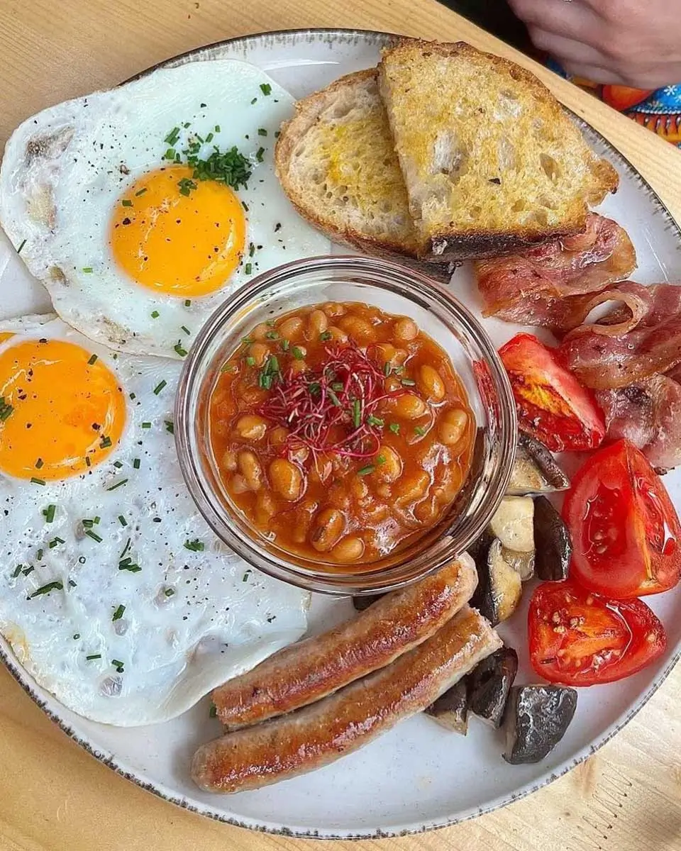 A variety of breakfast at Vinyl & Wood in Budapest