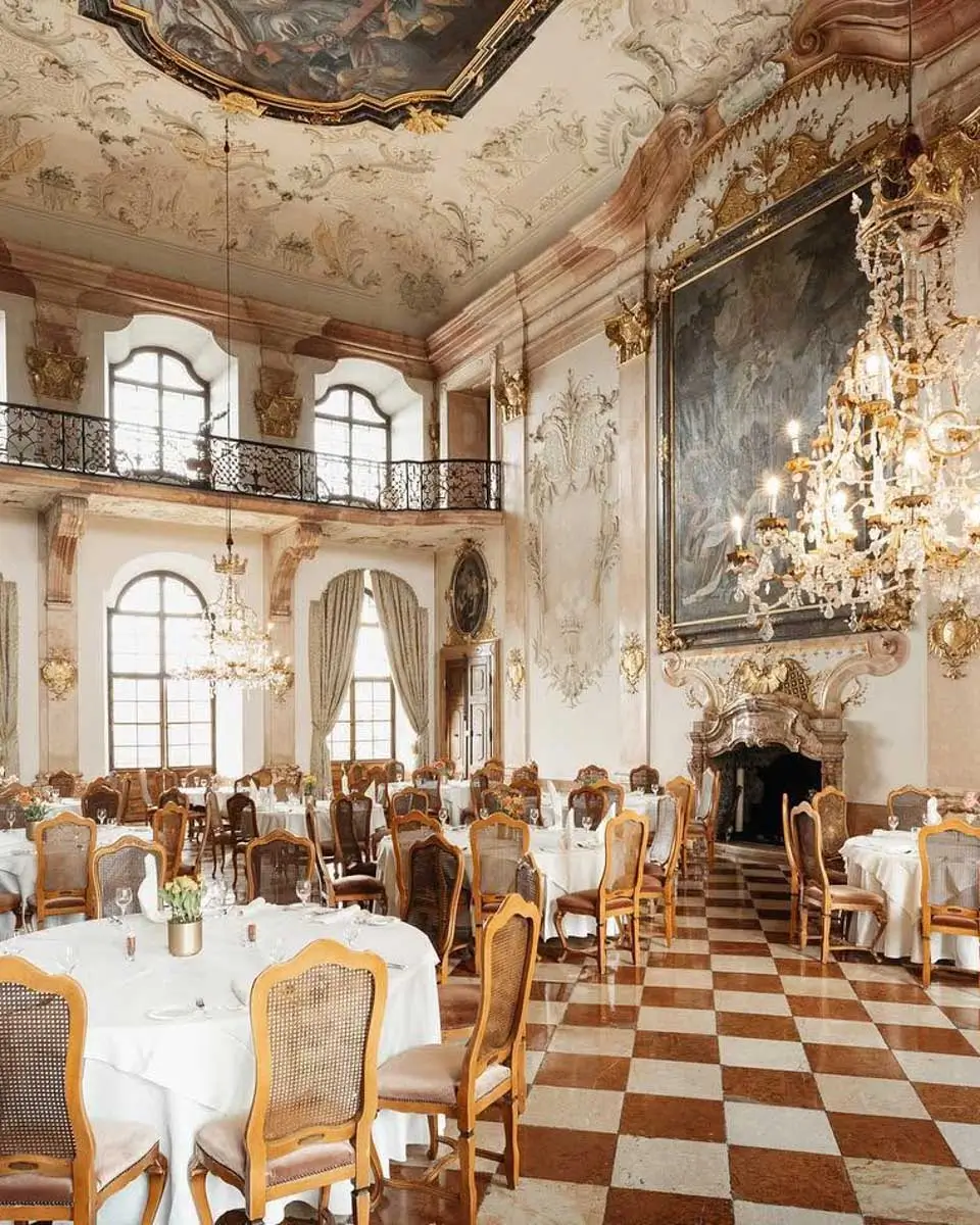 Breakfast room at Hotel Schloss Leopoldskron Salzburg