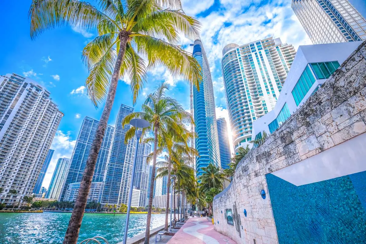 Brickell and the Miami Riverwalk in Miami, Florida
