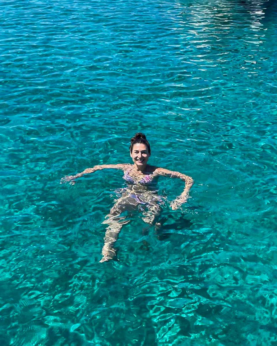 Brittni swimming on an island in Vietnam