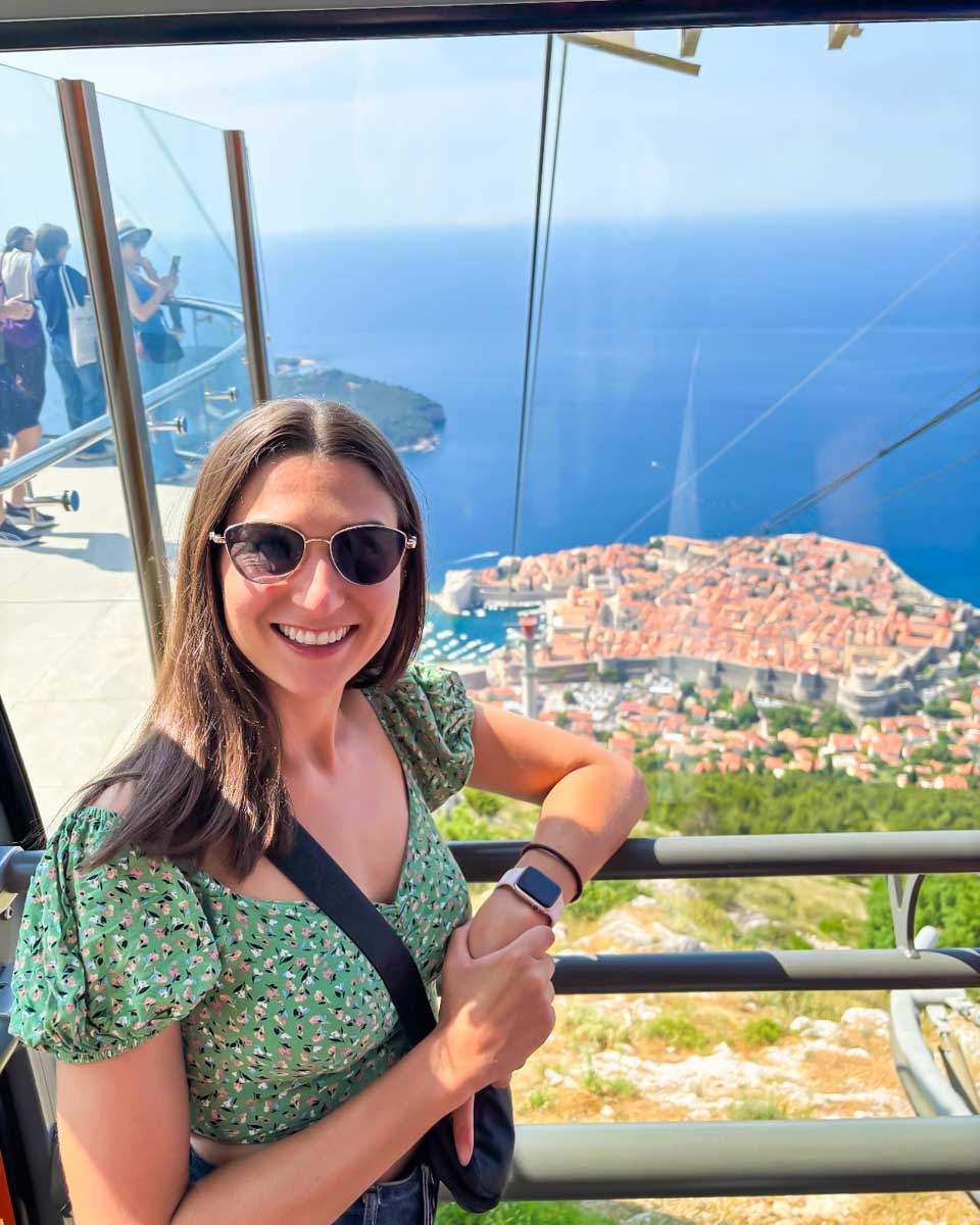 Brittni takes the Gondola up Mount Srd in Dubrovnik Croatia