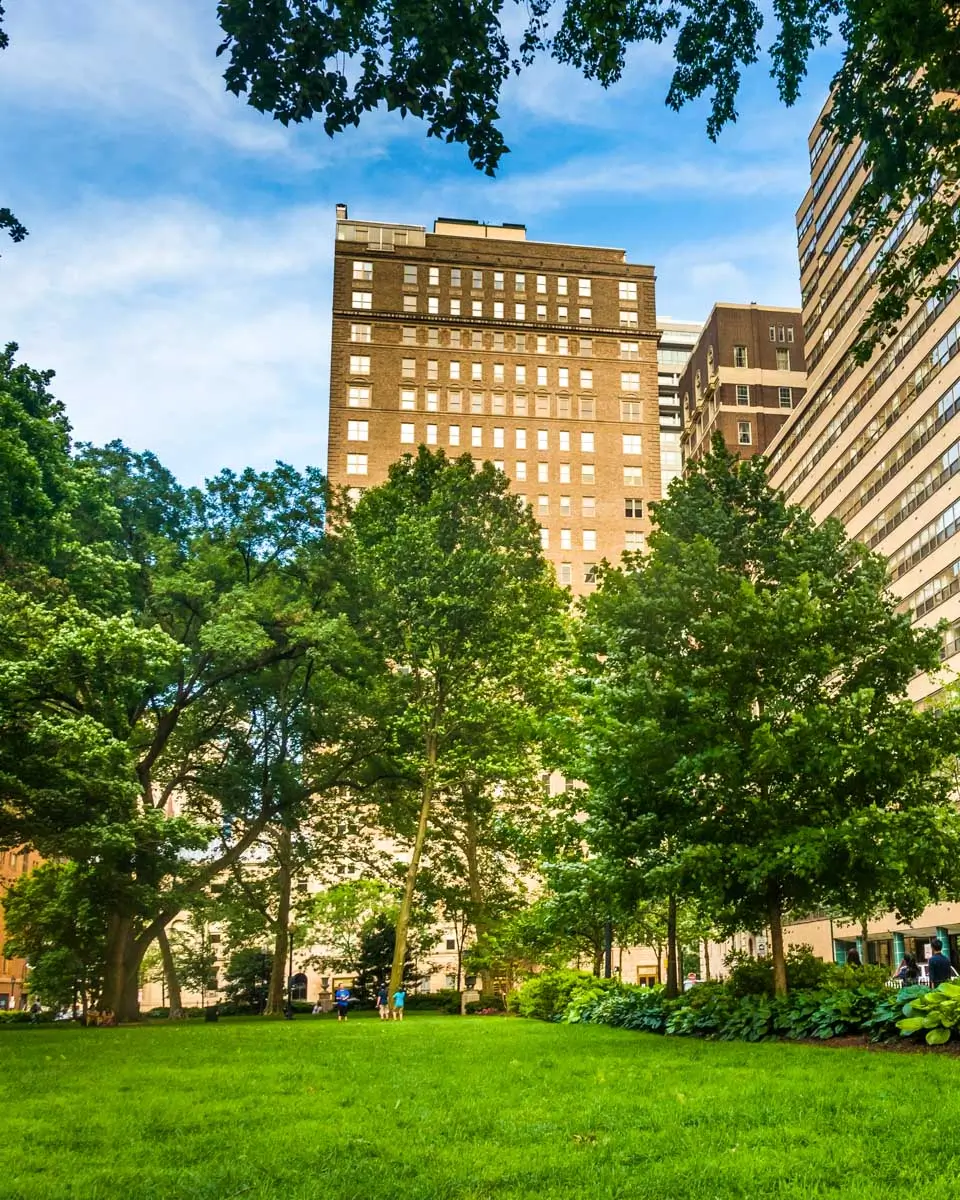 Buildings at Rittenhouse Square Park in Philadelphia, Pennsylvania