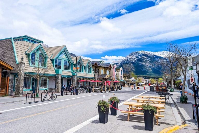 Canmore town main street on a sunny day
