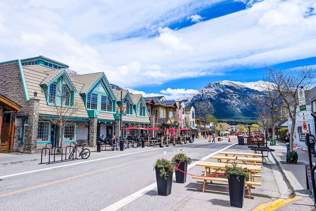 Canmore town main street on a sunny day