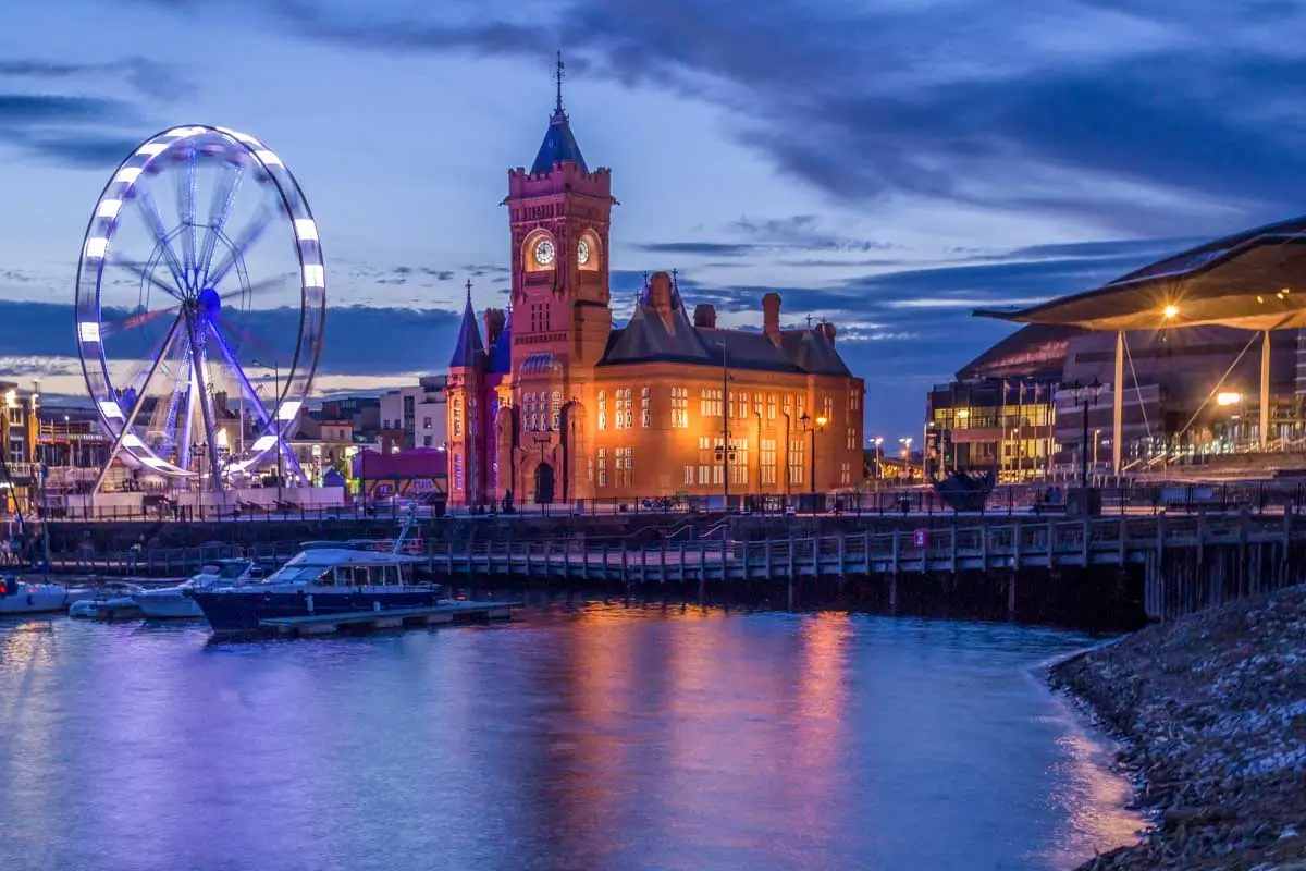 Cardiff Bay at night in Cardiff Wales 1