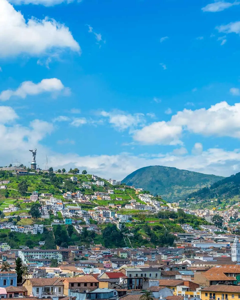 Cityview of Quito Ecuador on a sunny day