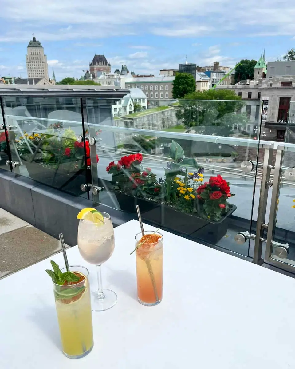 Cocktails served at a rooftop restaurant of La Diamant
