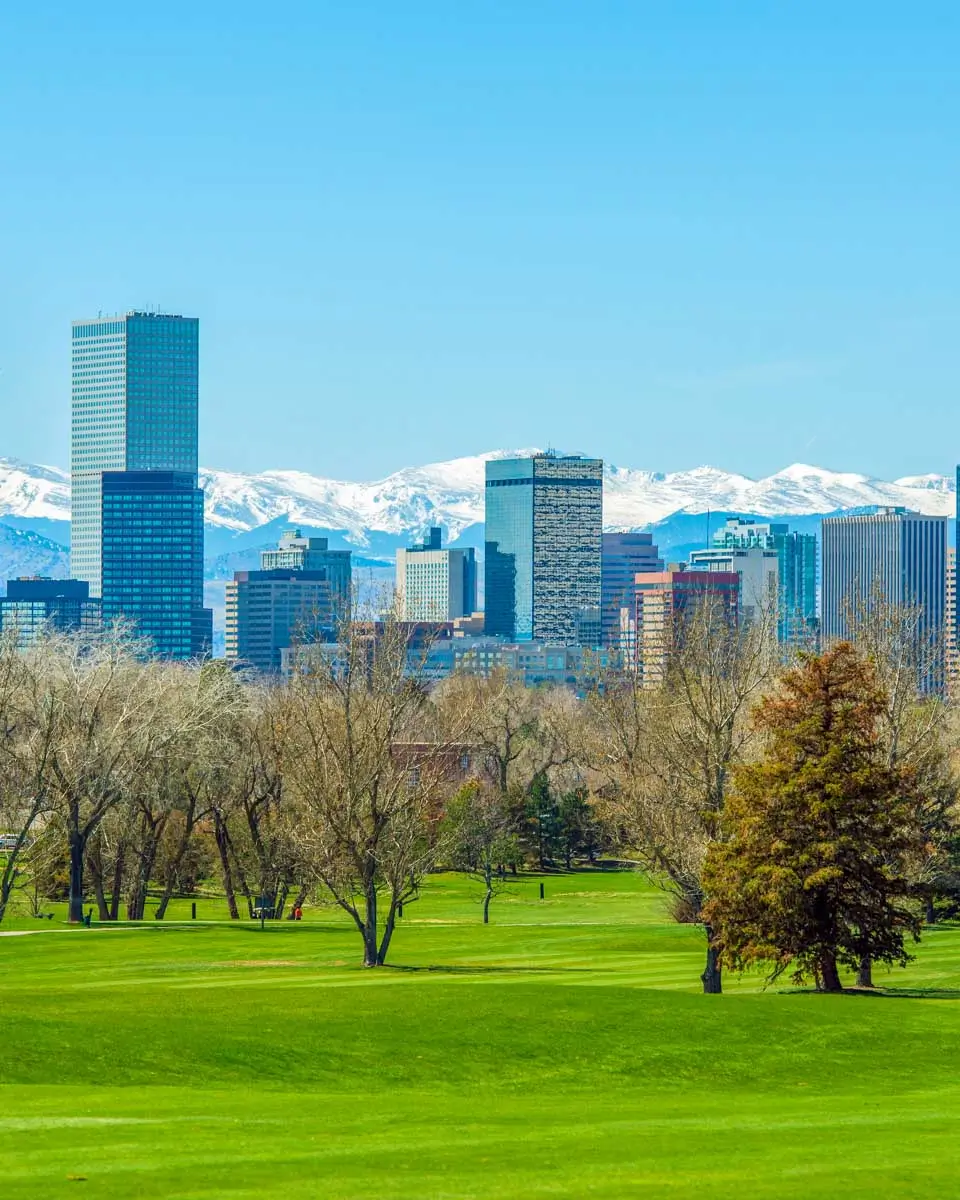 Denver Colorado skyline in summer