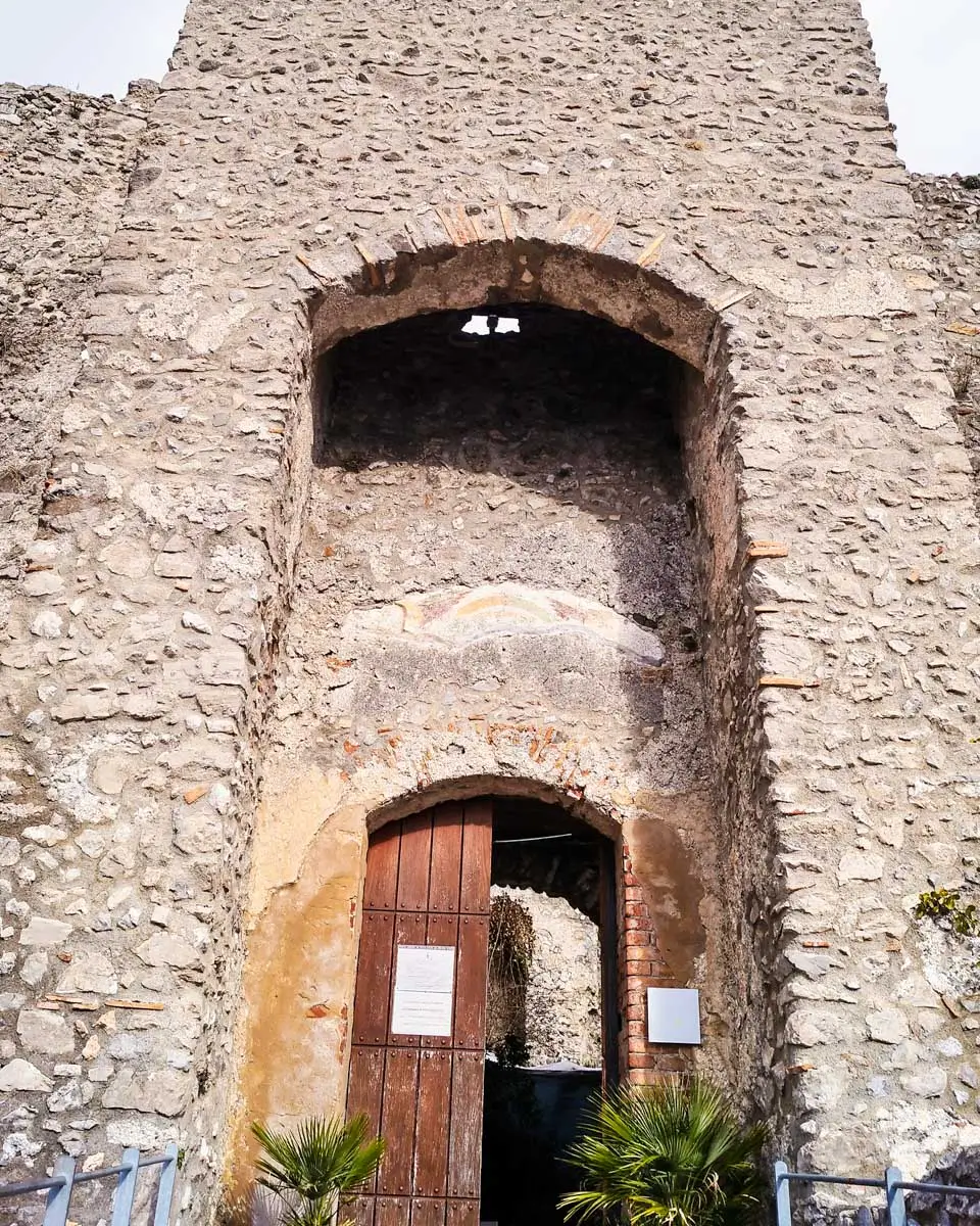 Entrance door of Arechi Castle in Salerno, Italy