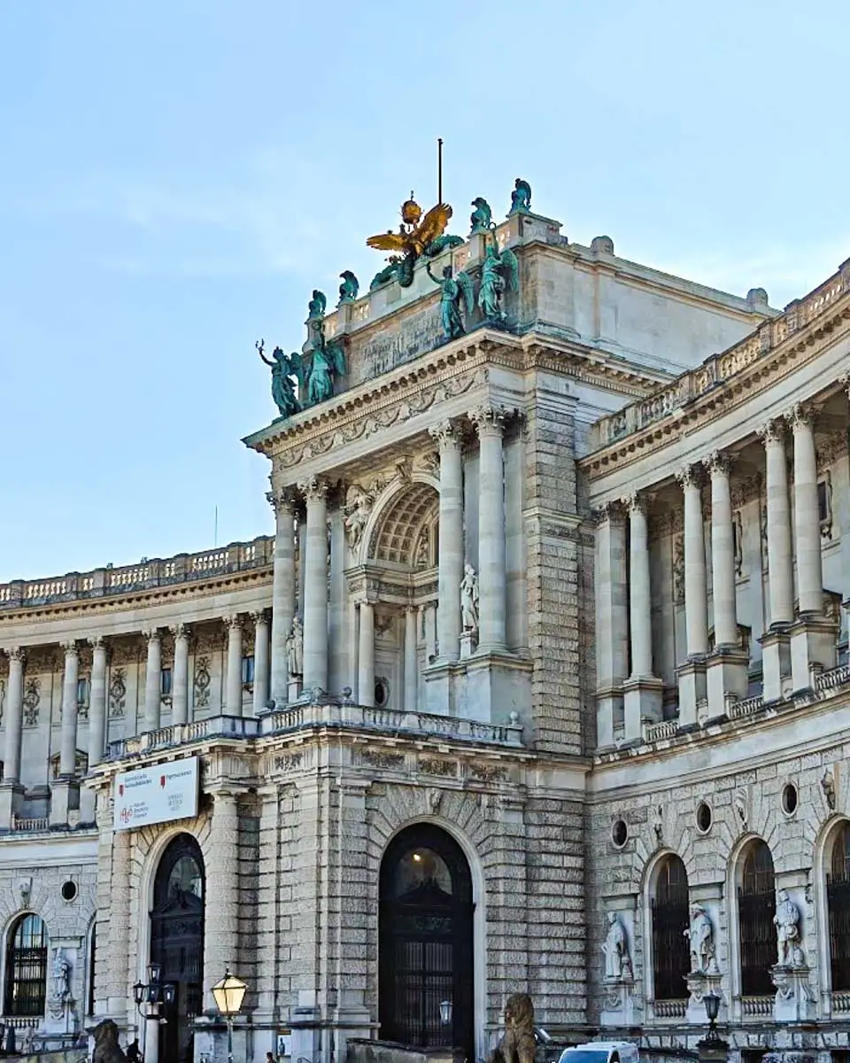 The grand entrance to the Hofburg Palace complex in Vienna
