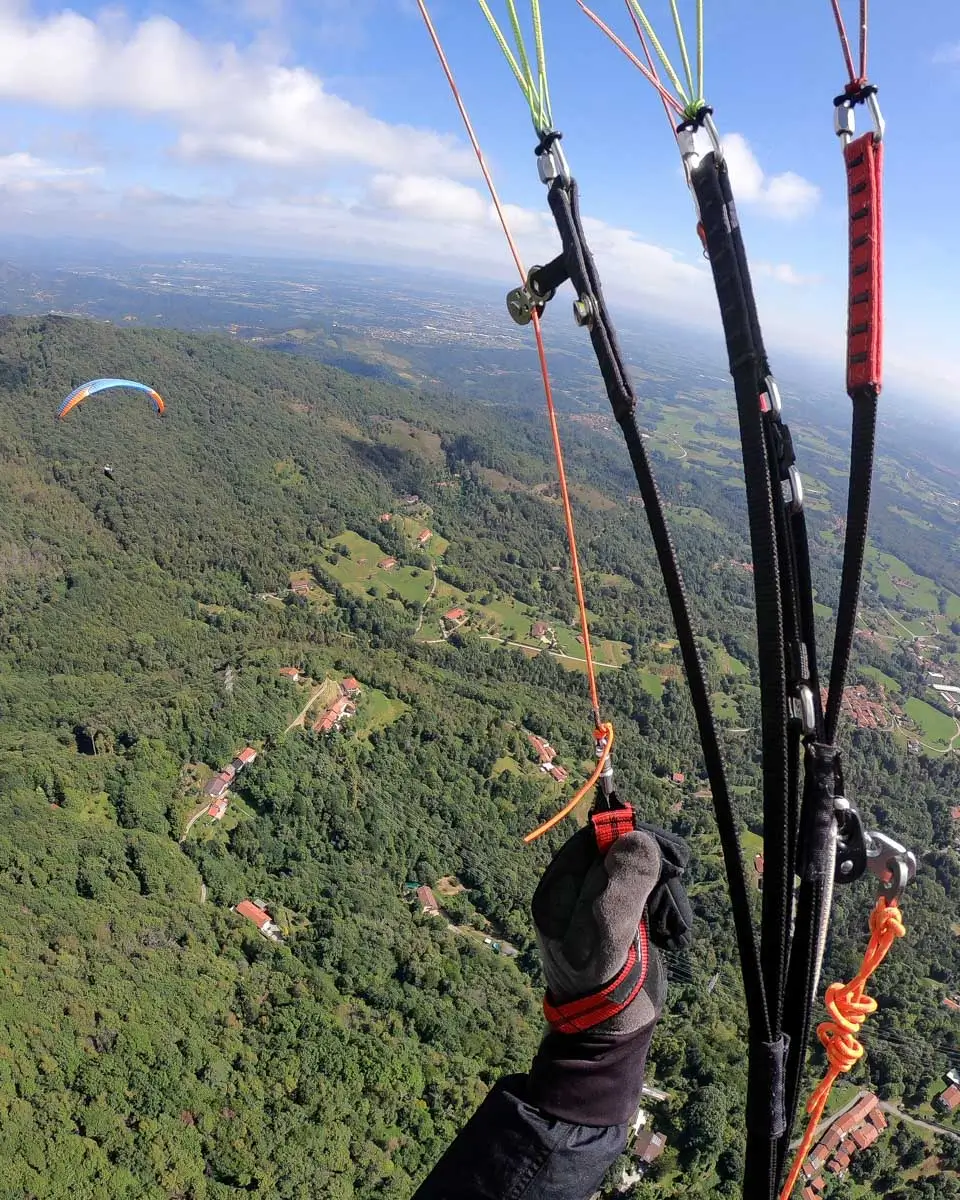 First person view of paragliding in Salerno, Italy