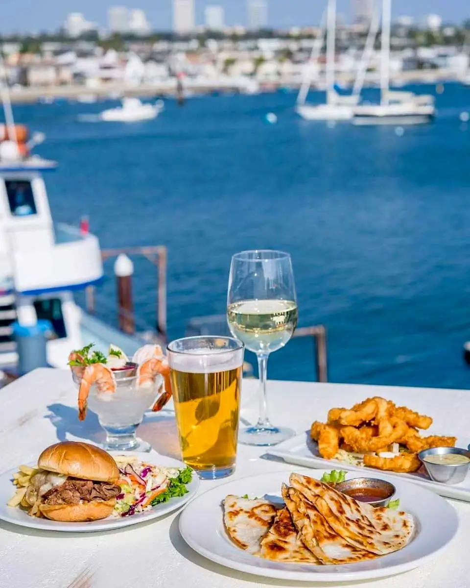 Food and drinks served at Harborside Restaurant in Newport Beach