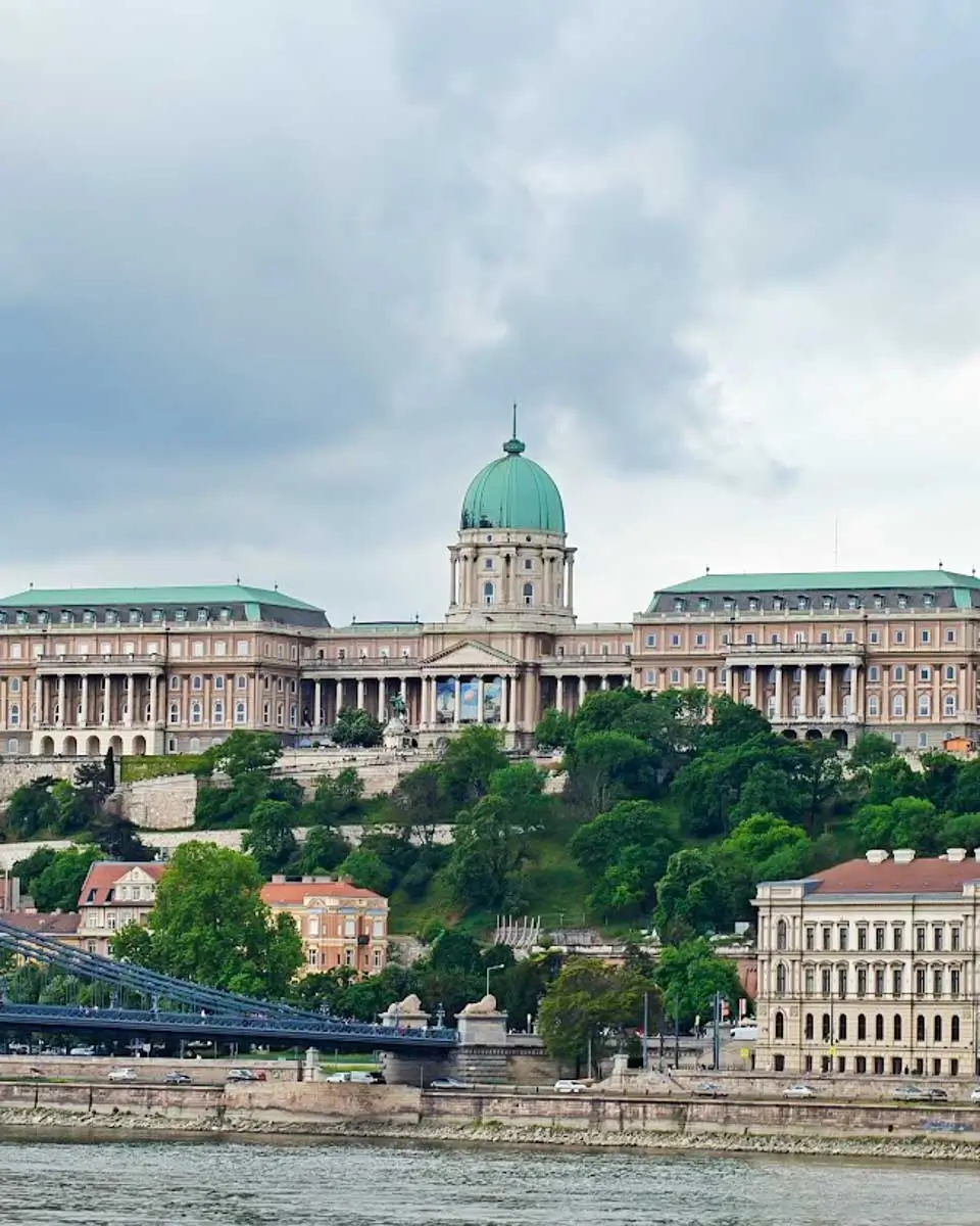 Front view of Buda Castle as seen from the Danube