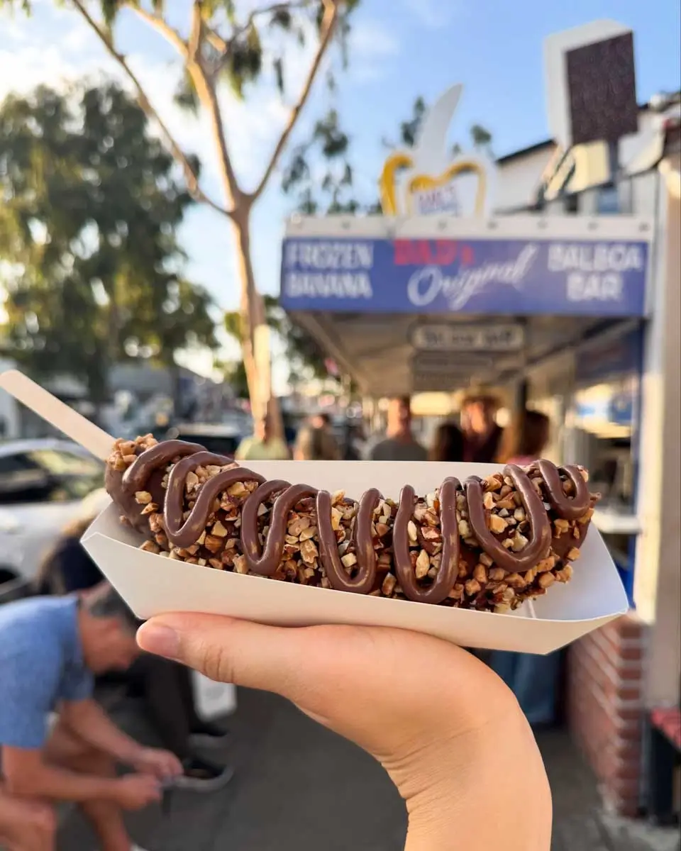 Frozen banana at Dad's Donut & Bakery Shop in Newport Beach
