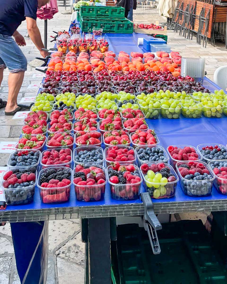Fruist for sale at a market in Dubrovnik, Croatia