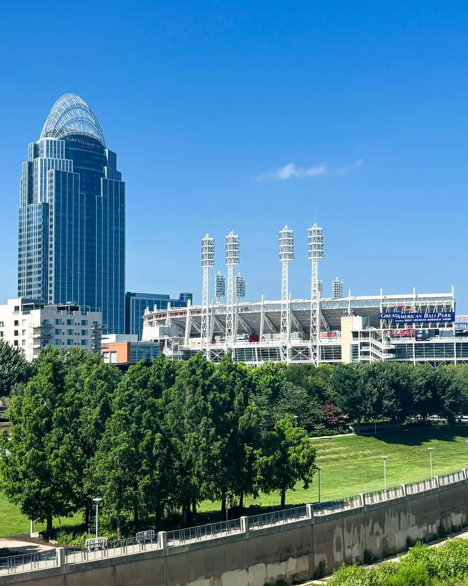 Great American Ball Park (view from John A. Roebling Suspension Bridge) - Cincinnati