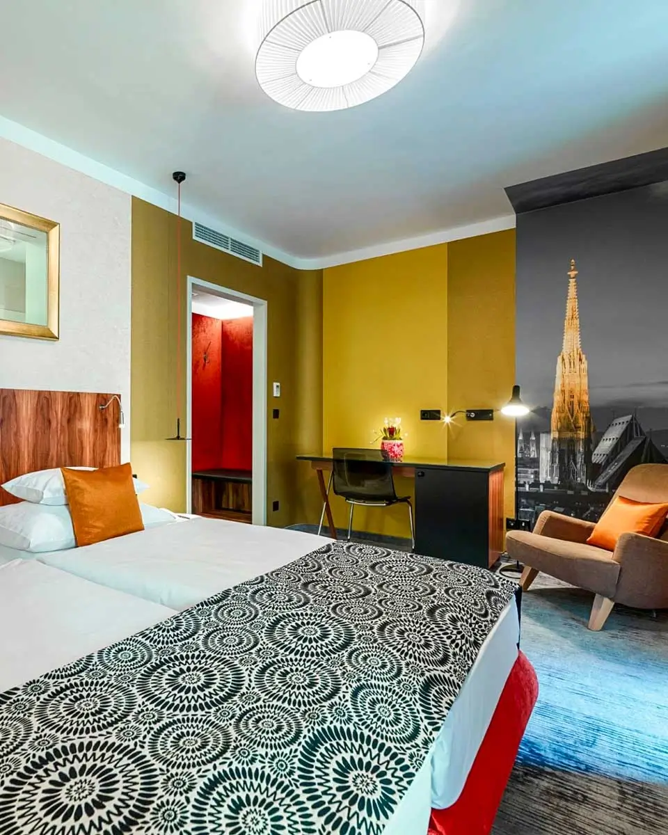 Guest room at Hotel Capricorno, Vienna