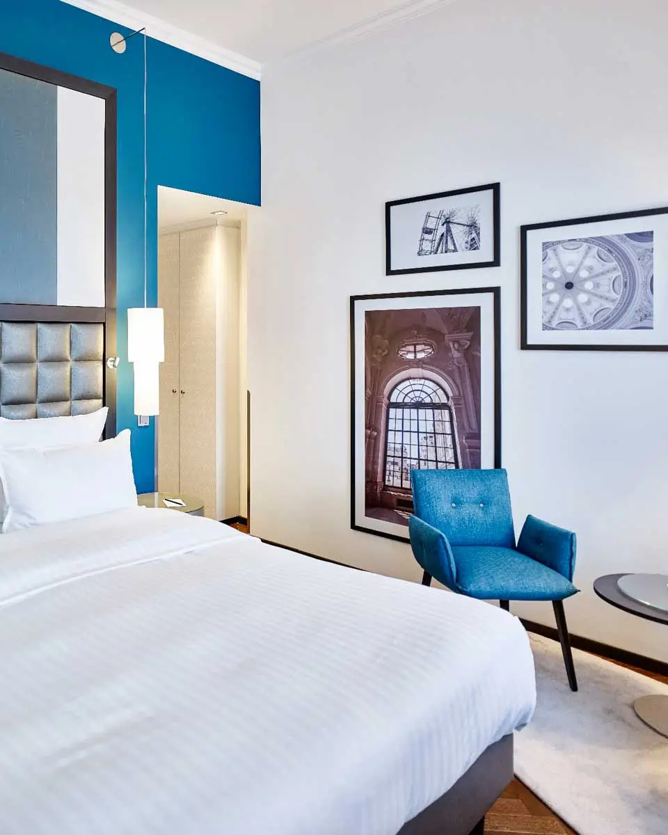 Modern guest room at Steigenberger Hotel Herrenhof, Vienna