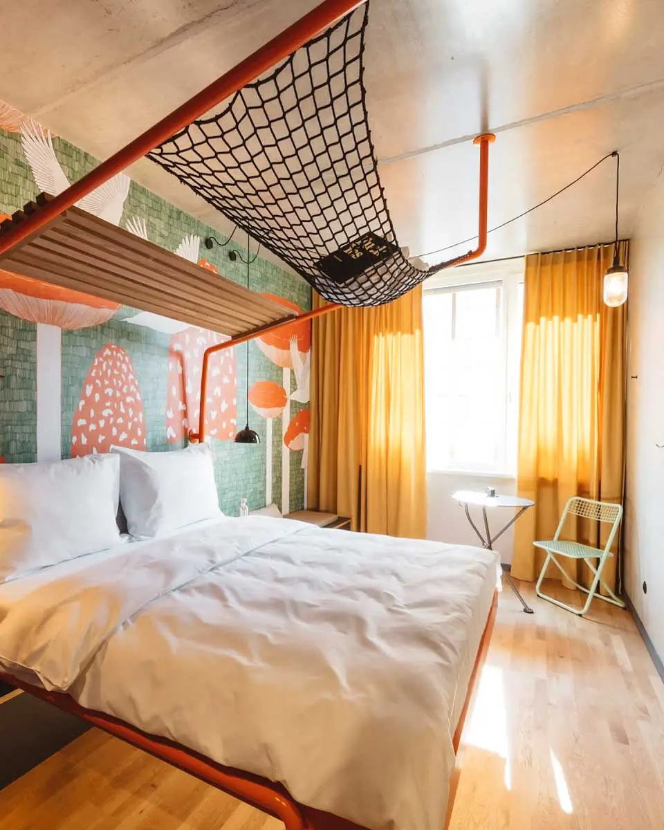 Guestroom at the Superbude Wien Prater hotel in Vienna