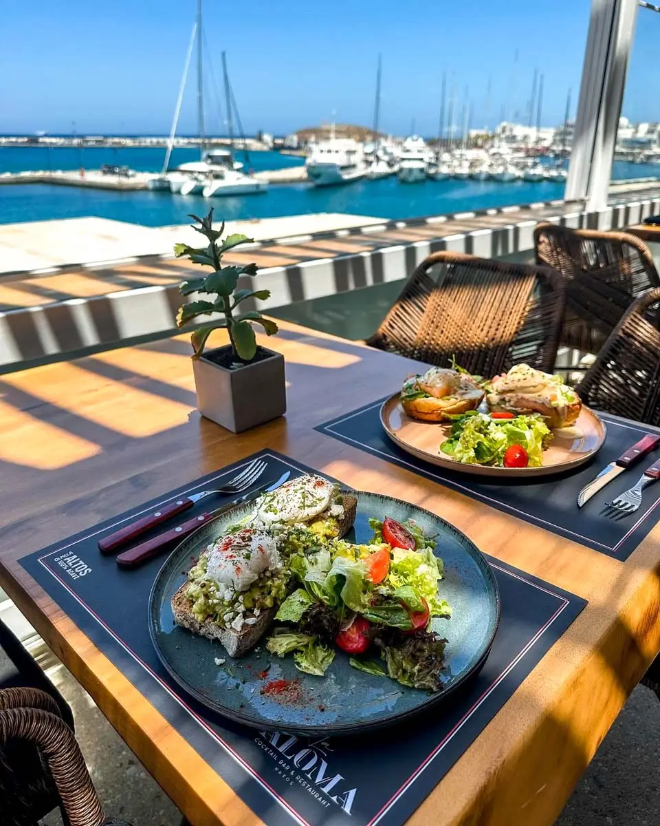 Having Brunch in La Paloma Restaurant in Greece