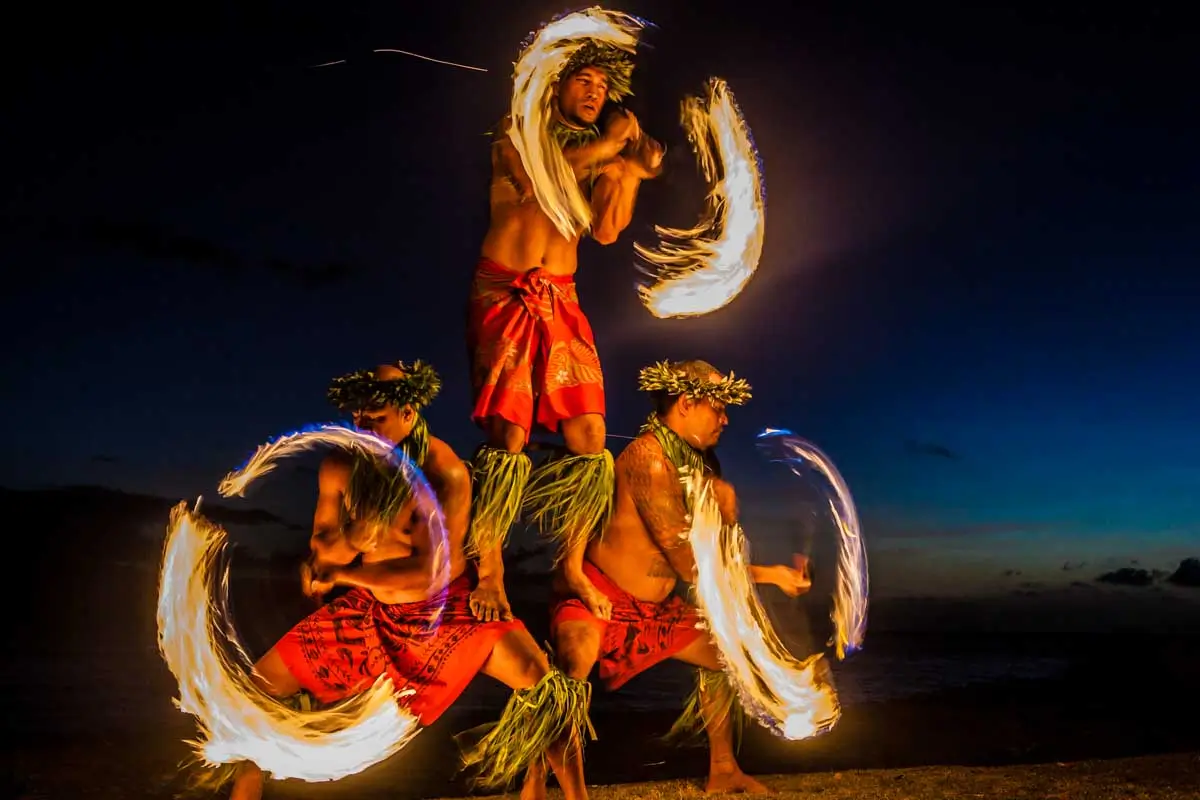 Hawaiian FIre Dancers in the Ocean