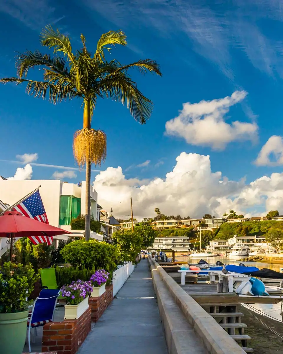 Houses along the Grand Canal, on Balboa Island, in Newport Beach