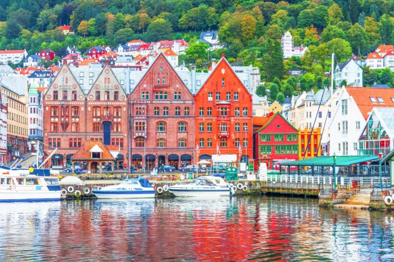 Houses along the waterfront in Bergen Norway