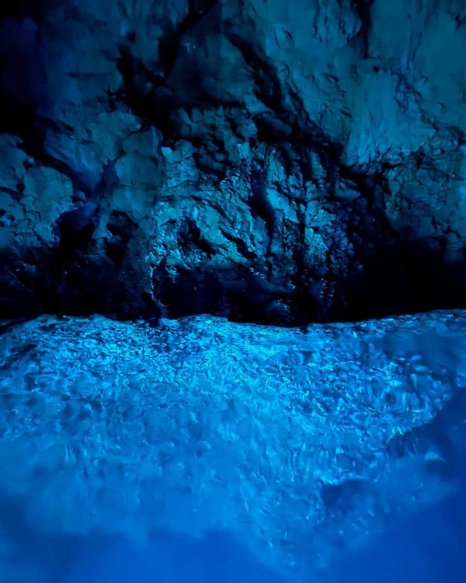Inside the blue cave on a boat tour from Dubrovnik, Croatia