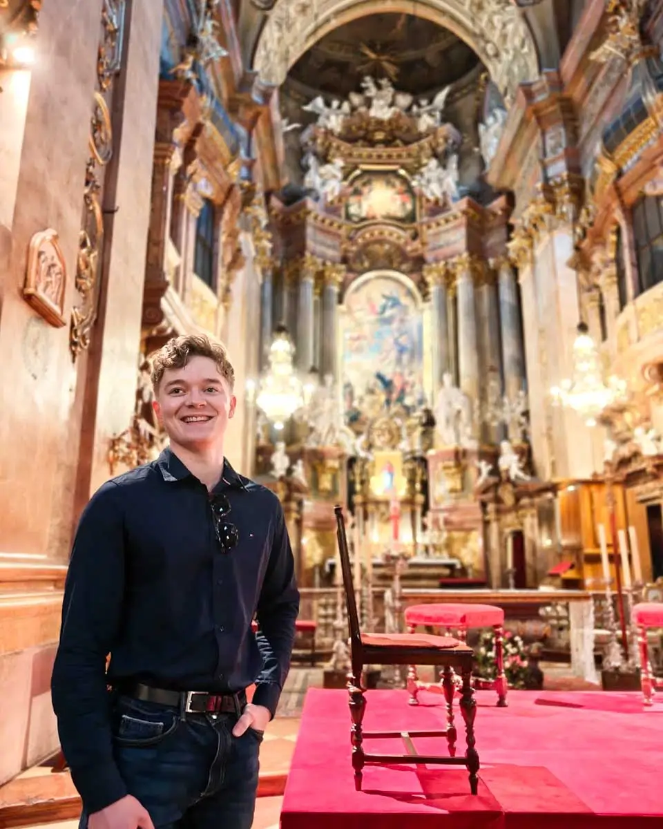 Luke at a concert inside St. Peter's Church, Vienna