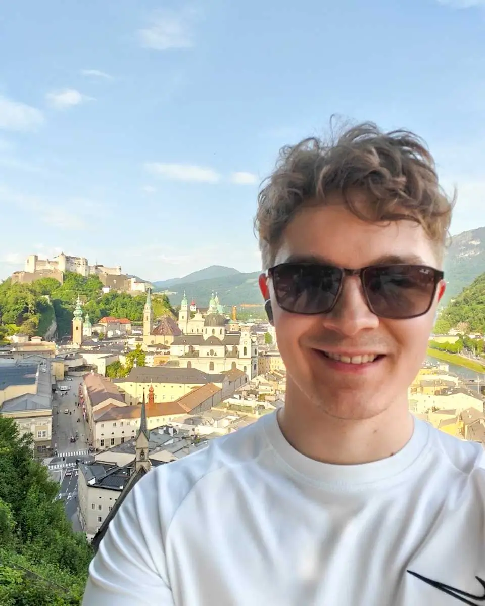 Luke taking a selfie at a viewpoint in Salzburg 2