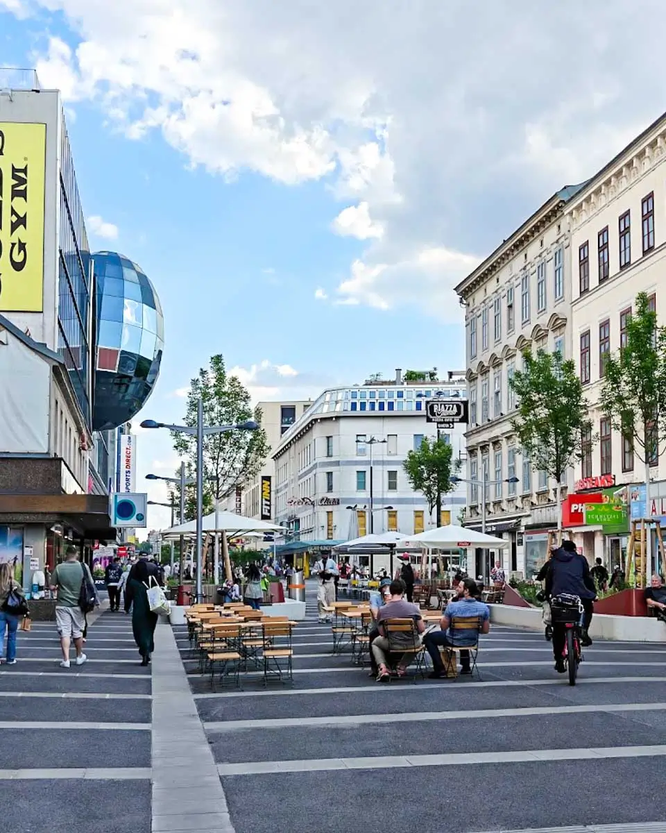 Pedestrian area along Mariahilfer Straße, Vienna's main shopping street