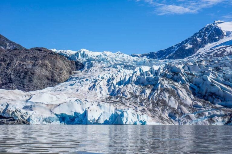 Mendenhall Glacier seen from the water in Juneau, Alaska