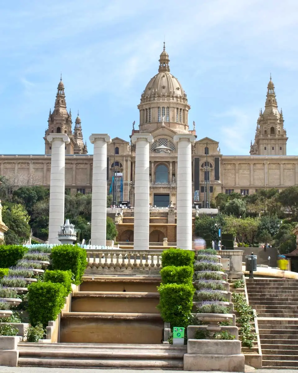Montjuïc National Palace seen on a bike tour in Barcelona, Spain