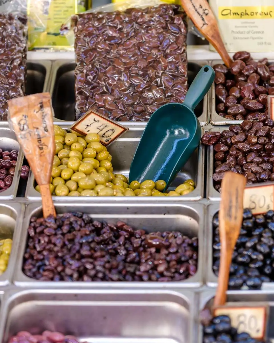 Olives for sale in Thessaloniki, Greece