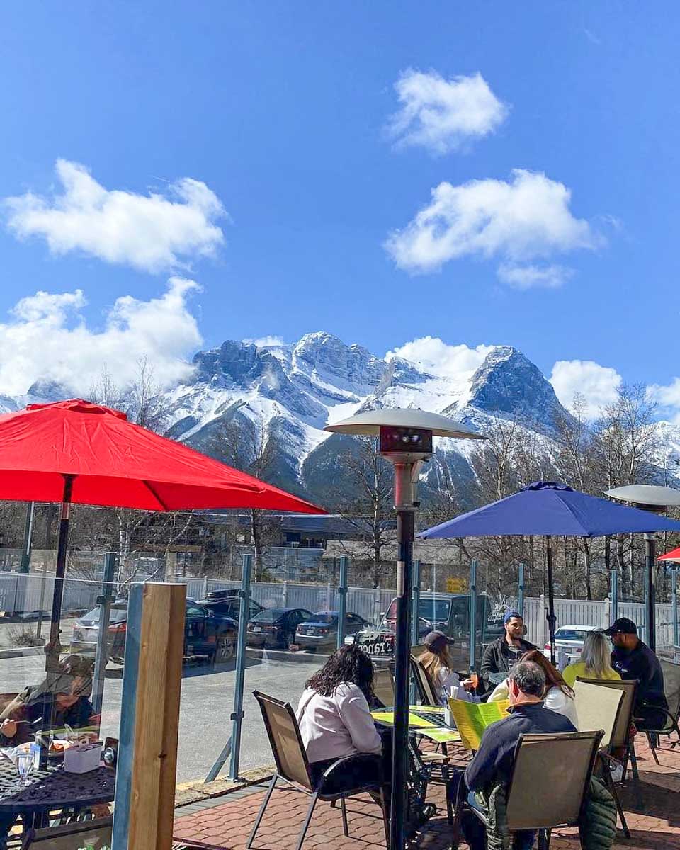 Outside patio at Chez Francois Restaurant in Canmore