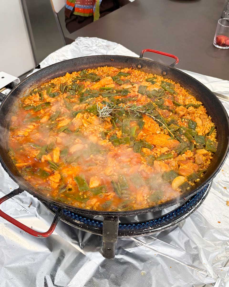 Paella made at a cooking class in Valencia, Spain
