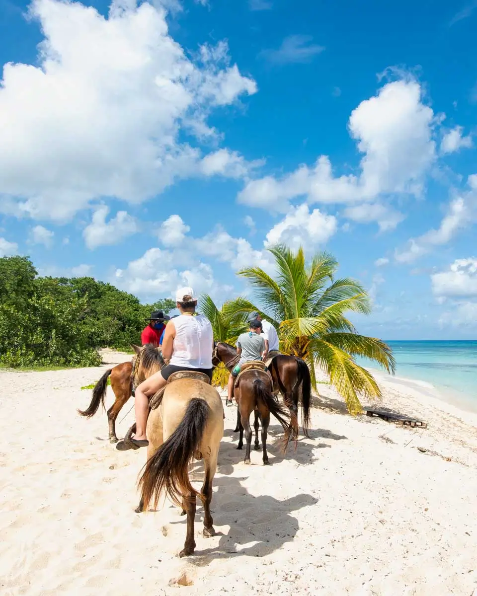 People riding horses on a tour in Puerto Plata