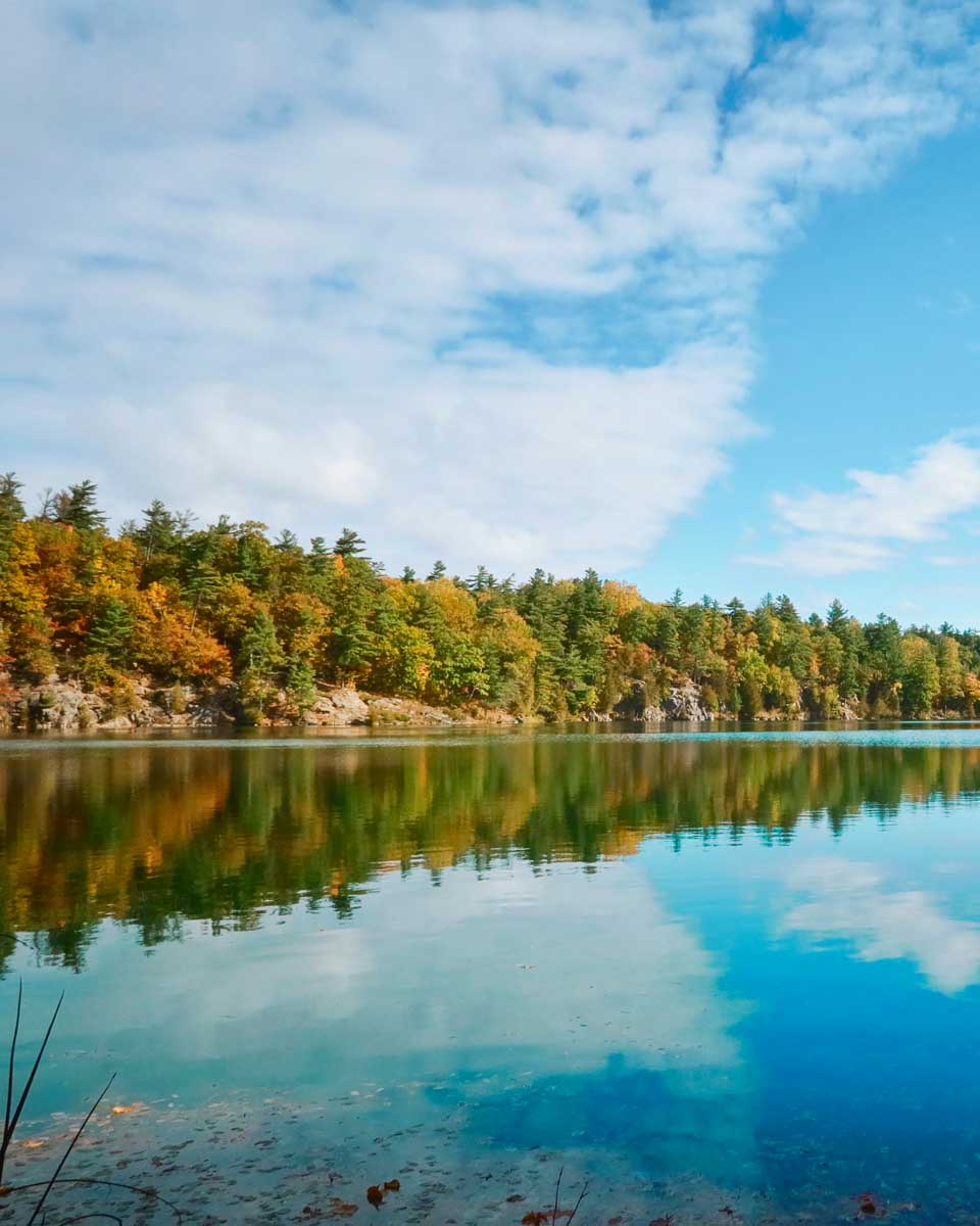 Pink lake in Gatineau Park near Ottawa