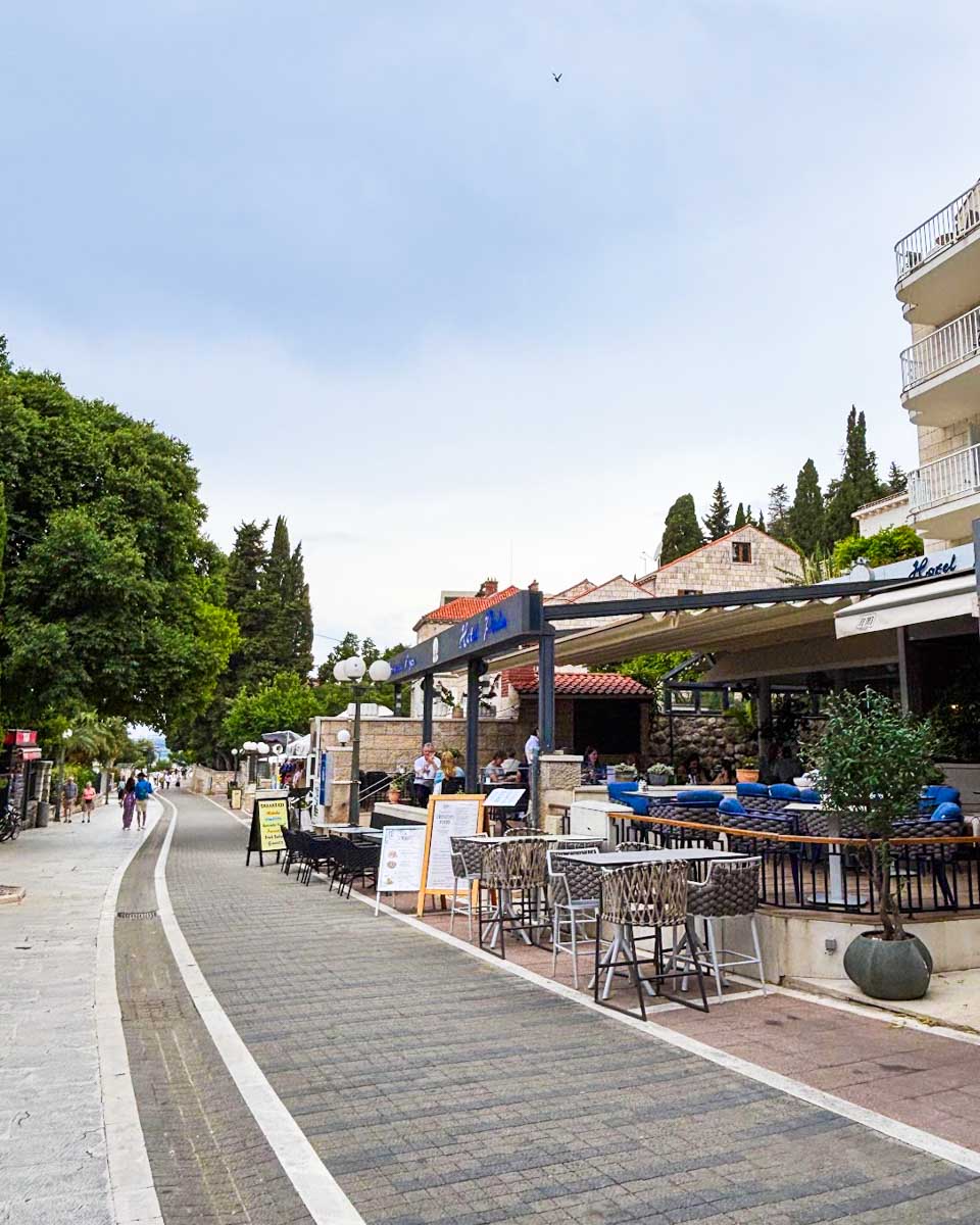Restaurants along the Lapad Promenade in Dubrovnik