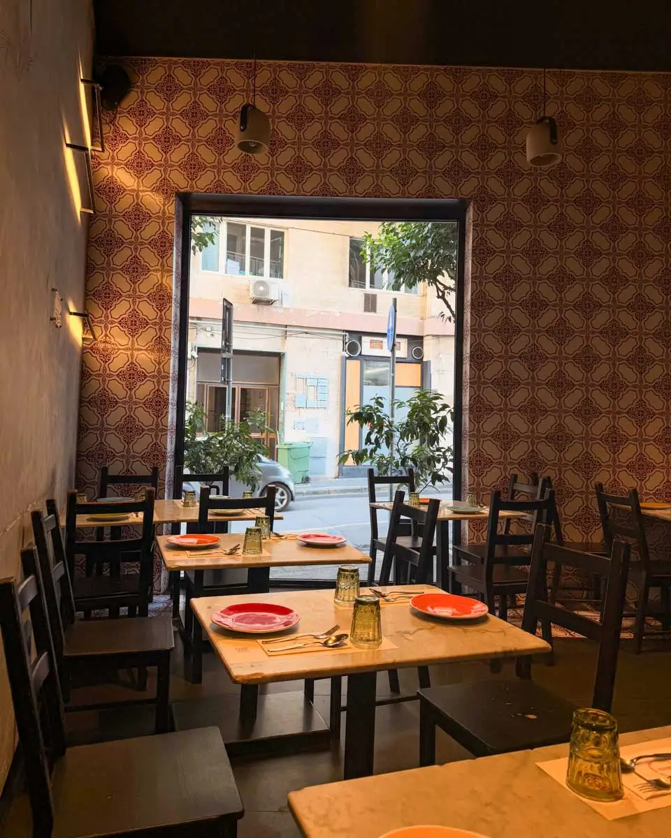 Seating area at Al Dente Spaghetteria in Salerno, Italy