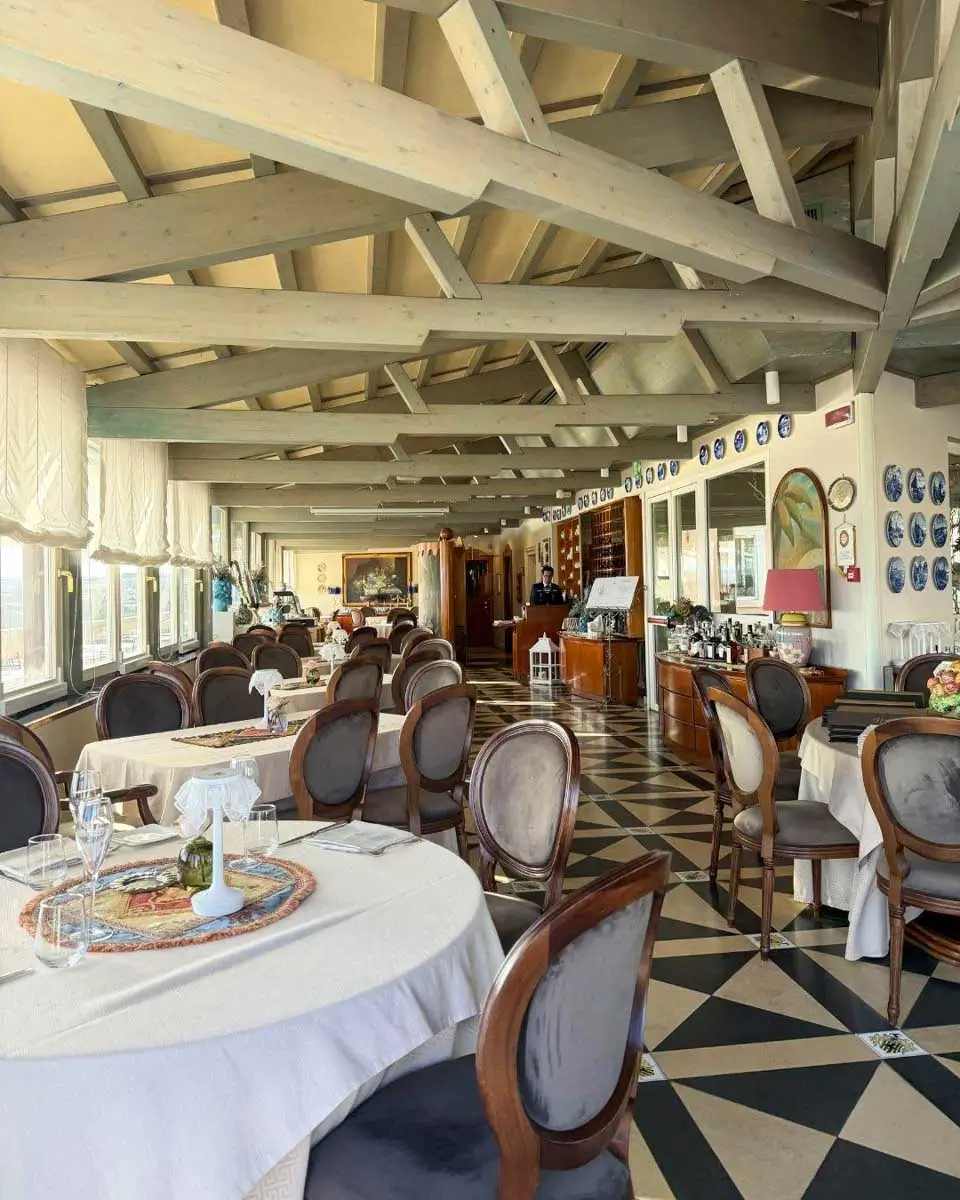Seating area at La Terrazza del Grand Hotel Ortigia, Syracuse Italy
