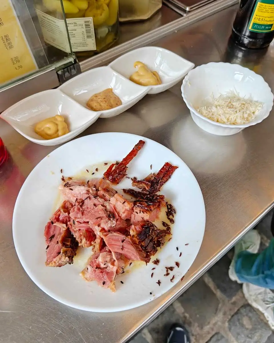 Slow-cooked pork served during a Vienna food tour in Austria