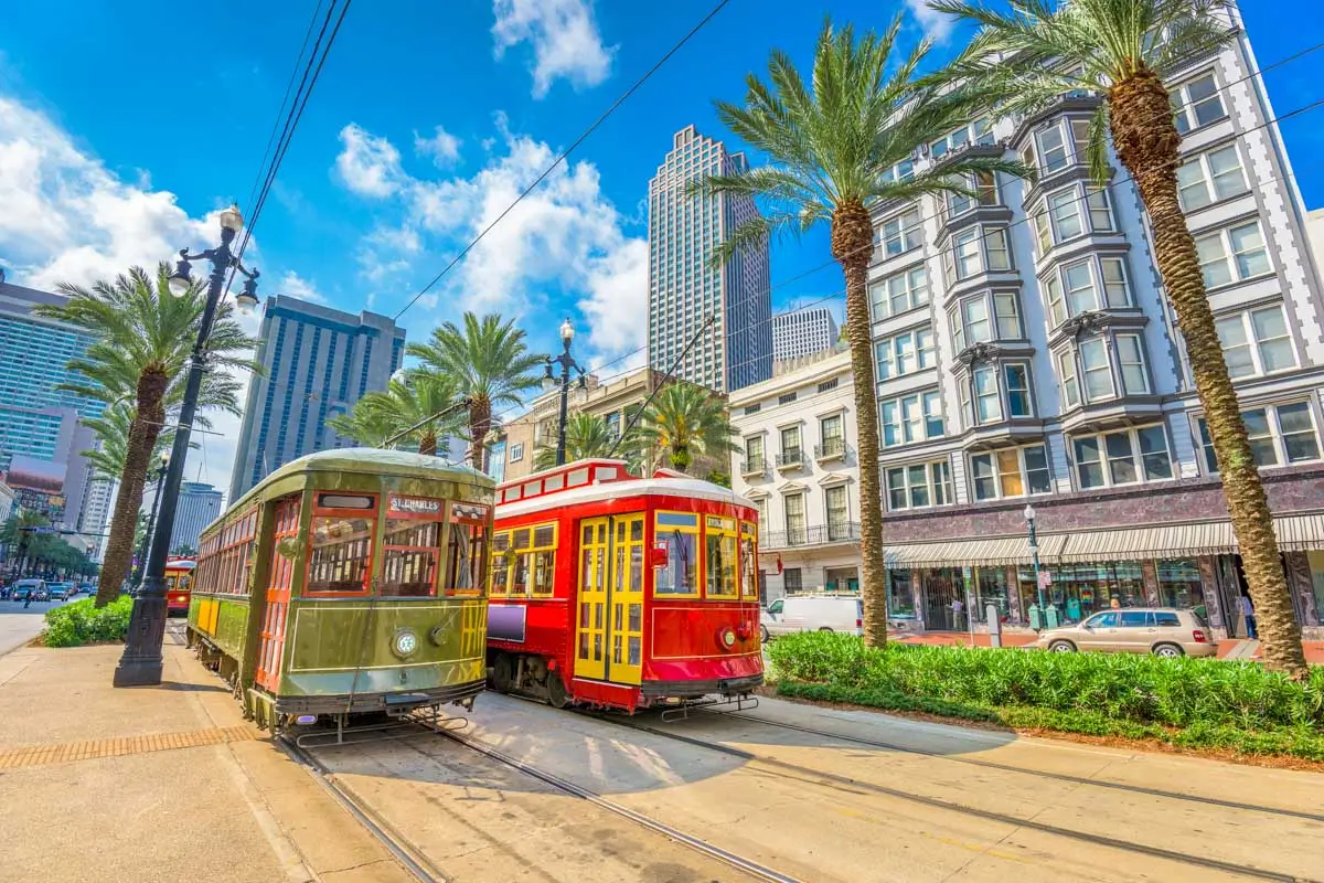 Street Cars seen on Canal Street in CBD New Orleans Louisiana