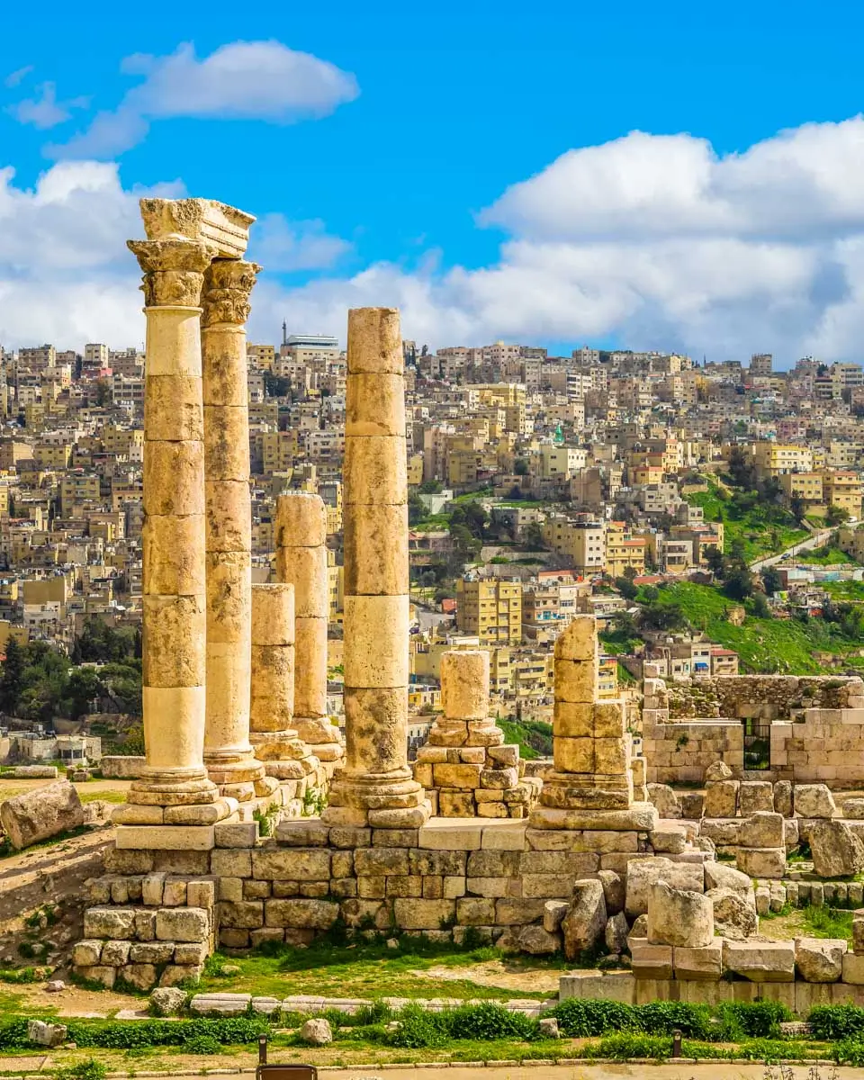 The Citadel seen on a sunny day in Amman, Jordan